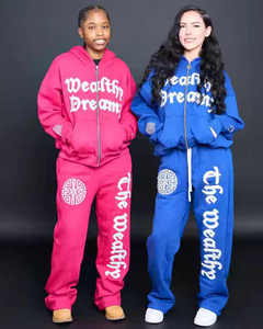 Chándal de mujer Tech Fleece de algodón 100% de alta calidad, chándal de dos piezas de gran tamaño bordado para damas - Product Image 4