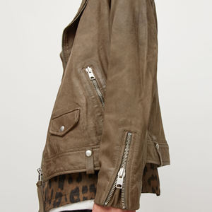 2025 nouveau Design hommes haute qualité en peau de mouton veste en cuir Logo personnalisé col montant hiver haute rue Style - Product Image 4