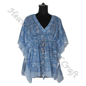 Caftan indien imprimé en coton fait à la main Kaftan KFCS125 Abaya Kaftan Caftan arabe Jalabiya Dubai Fashion Hand Block Print - Product Image 5