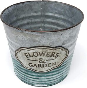 Maceta para exteriores o interiores con maceta de hierro galvanizado Contenedor de plantas elegante Macetas de jardín de metal maceta para jardín doméstico - Product Image 1