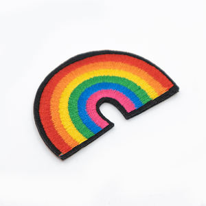 Patchs brodés en forme de nuage d'étoiles arc-en-ciel, alphabet, petite et grande taille, pour hommes et femmes, forme ronde, tissu chenille écologique - Product Image 4