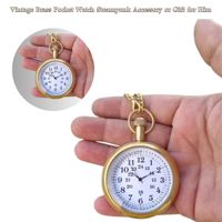 Antike Messing Taschenuhr mit Kette & Ledertasche | Vintage Style 24-Stunden-Zifferblatt Taschenuhr | Handgemachte Sammler uhr