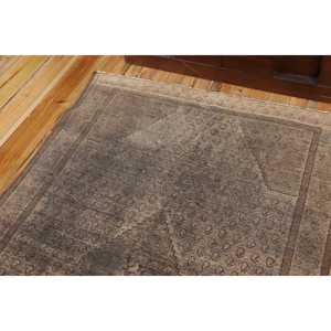 Vintage 3,8x6,3 ft Rug, Accent Turkish Rug, <b>Brown</b> Floral <b>Wool</b> Rug - Product Image 5