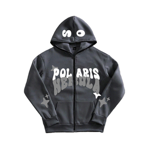 Conjunto de sudadera con capucha y pantalones de chándal personalizados con cremallera y bordado desgastado lavado ácido con cremallera conjunto de Sudadera con capucha - Product Image 2