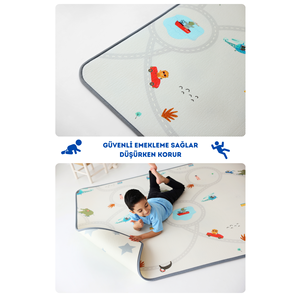 160x140x0,8 cm Alfombra de juego para bebés XPE de doble cara-Enrollable Impermeable Espuma no tóxica Funky Travel-Stars - Product Image 2