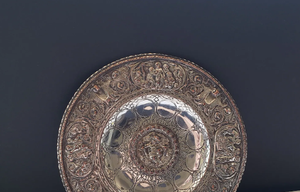 Assiette de présentation ronde en métal argenté avec perles, sous-plat, plateau de service pour dîner, décoration de mariage et de Noël, décoration de table - Product Image 5