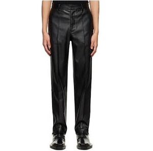 กางเกงหนังเทียมแบบเรียงซ้อนสำหรับผู้ชายกางเกงลำลองหนังเทียมสีน้ำตาลสูงผ้า100% โพลีเอสเตอร์ขนาดกลางผ้าแคนวาสสีเข้มบริการ OEM - Product Image 1