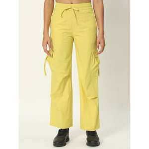 <b>Parachute</b> <b>Pants</b> Trekking Yellow Loose Drawstring Plus Size <b>Pants</b> Women Girls 4 Pockets <b>Cargo</b> Lounge Wear Custom Wholesale India - Product Image 3