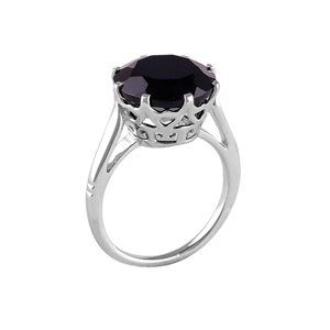 925 Sterling Silver Shah Gems Women's Natural Black Spinel <b>Crown</b> <b>Ring</b> Rhodium Plated Cut Stone Everyday Wear Pattern Number - Product Image 2