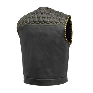 Shell Shock Gilet en cuir de moto pour hommes avec fermeture à glissière couverte Premium Club Biker Gilet de moto en cuir Gilet en cuir - Product Image 2