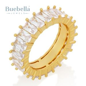 Venta caliente 925 Plata y 18K Chapado en oro VVS Moissanite Baguette Diamond Eternity Band Anillo para hombres y mujeres - Product Image 1