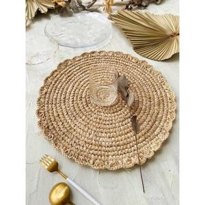 Manteles individuales redondos ecológicos de yute en diseño antiguo para comedor de granja grandes manteles antiguos de diseño de trabajo - Product Image 3