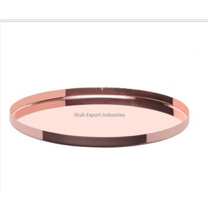 Assiette de service ronde argentée en métal dernier modèle pour la maison et les mariages Plateau de service pour aliments et collations de table - Product Image 3