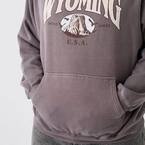 <b>Oversized</b> 100% Cotton <b>Fleece</b> Pullover Basics Printed <b>Hoodie</b> with Solid Pattern and Hooded Collar for <b>Men</b> for Autumn/Winter - Product Image 6