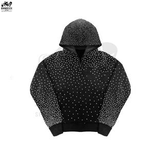 ชุดวอร์มผู้ชายแบบซิปเต็มตัว ประดับคริสตัล ระยิบระยับ ระบายอากาศได้ดี น้ำหนักเบา ผลิตจากโพลีเอสเตอร์/คอตตอน เหมาะสำหรับฤดูหนาว มีฮู้ด พร้อมโลโก้คริสตัล - Product Image 5