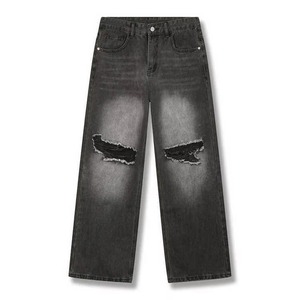 Neige lavage moyen personnalisé hommes Slim Fit déchiré jean cassé trou Denim haute rue solide printemps Vintage Denim pantalon - Product Image 1