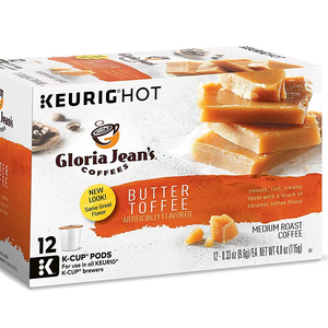 Cafés Gloria Jean's Coffees Butter Toffee, dosettes Keurig K-Cup individuelles, café aromatisé torréfié moyen, 72 unités - Product Image 1