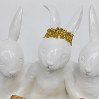 Sculpture de lapin en résine de Pâques, ornement de printemps moderne transparent doré, artisanat de table, cadeau OEM
