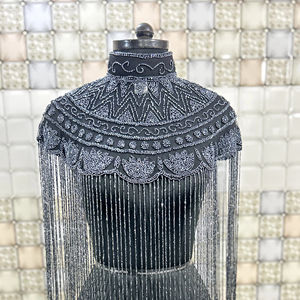 Cape Burlesque élégante brins de perles paillettes droites longueur au sol perles naturelles à fixation rapide pour les tenues de club de fête - Product Image 1