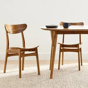 Silla de comedor Vintage escandinava, silla de café clásica de madera maciza, muebles de comedor para Hotel y hogar