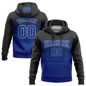 Venta al por mayor y Dropship cosido personalizado negro real-azul claro diseño gradiente forma cuadrada deportes pulóver Sudadera con capucha - Product Image 1