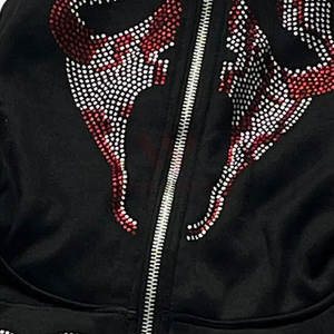 Sweats à capuche brodés avec strass en gros, best-seller, qualité supérieure, personnalisable, polaire respirant, écologique, streetwear - Product Image 5