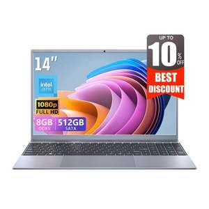 Ordinateur portable pas cher 14 pouces Windows 10 Quad Core 144Hz Anglais américain Intel 8 Go de RAM 512 Go de SSD 4500 mAh 1366x768 PC Neuf - Product Image 1