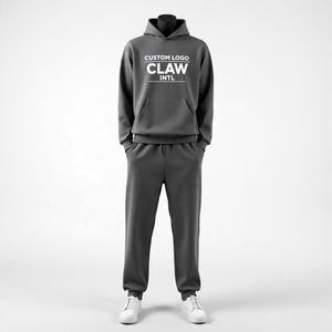 Custom Stacked Heavyweight Jogger pantalones de chándal holgados y Sudadera con capucha Set 2 piezas Fleece Men Sweatsuits Pullover Chándales para hombres - Product Image 6