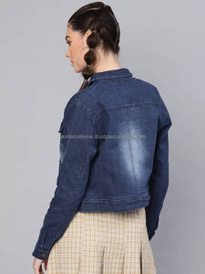 Veste en jean pour femmes coupe ajustée personnalisée en gros Veste en cuir de camionneur tendance à la mode Broderie Perlage Viscose - Product Image 6