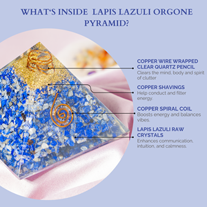 Pyramides d'orgone naturel en lapis-lazuli avec pointes de cristal pour la guérison, la méditation et la décoration - Product Image 6