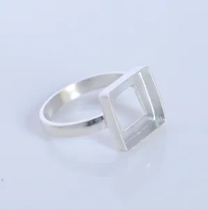 Collet 7-30 มม.กลับเปิดสแควร์รูปร่างอัญมณี BEZEL ถ้วย 925 เงินสเตอร์ลิงเปล่าการตั้งค่าแหวนเปล่าแหวนเครื่องประดับ - Product Image 4