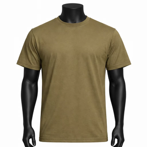Camiseta Casual Verde Oliva para Hombre Wellprove, Cuello Redondo, Manga Corta, Lisa, 100% Algodón, Corte Holgado, Color Sólido, Transpirable - Product Image 1