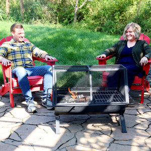 Outdoor Fire Pit with Grill Grate Steel Wood Burning Fireplace Square <b>Firepit</b> with Spark Screen Cover <b>and</b> Poker for Garden FP013 - Product Image 3