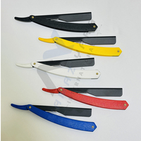 Rasoir droit de barbier à vente chaude, manuel, pliable, avec manche en plastique, lame amovible, support de lame coulissant en acier inoxydable