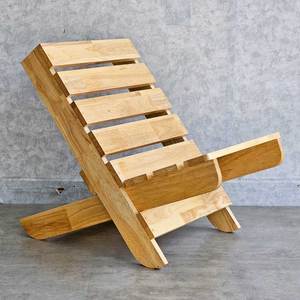 Chaise pliante inclinable 46x74x60cm, chaise de jardin en bois massif, en bois d'hévéa GCF200 - Product Image 2