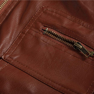 New Arrival Men's High Quality Fashion <b>Leather</b> <b>Jacket</b> Best Design <b>Winter</b> Custom Design High Street Style Stand Collar - Product Image 5