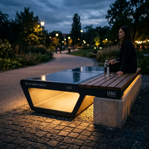 <span class=keywords><strong>Banc</strong></span> solaire intelligent anti-chaleur avec Bluetooth et chargeur sans fil |   <span class=keywords><strong>Banc</strong></span> de parc extérieur en acier inoxydable imperméable - Product Image 5