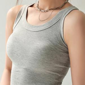 2025 <b>Summer</b> Women's Slim Cotton Crop <b>Tops</b> Basic <b>Tank</b> <b>Tops</b> with Bra Pad Elastic Knit Halter Collar Sleeveless Casual Underwear - Product Image 4