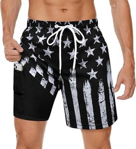 Short de bain pour homme à séchage rapide, respirant, antibactérien, imperméable, protection UV, léger, taille élastique, taille mi-haute, imprimé - Product Image 2