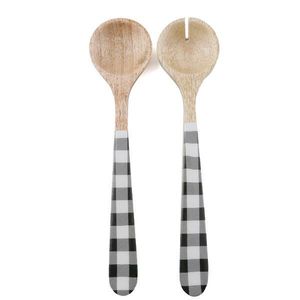 Juego de servidor de ensalada con estampado de esmalte de madera de mango, vajilla de Restaurante elegante para el hogar, cubiertos de decoración para bodas - Product Image 1
