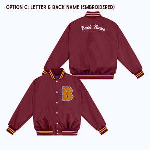 Alta calidad bordado Patchwork invierno Bomber Letterman hombres satén Varsity chaqueta para hombres hecho en Pakistán - Product Image 3