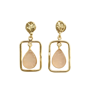 Pendientes de Latón al por Mayor, Diseño de Piedra Natural en Bruto, Latón Chapado en Rodio, Patrón de Diseñador Único, Alta Calidad de Exportación - Product Image 1