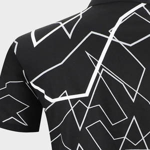 Polo de performance pour homme |   Impression par sublimation abstraite en noir et blanc |   Haut de sport respirant et anti-humidité - Product Image 6