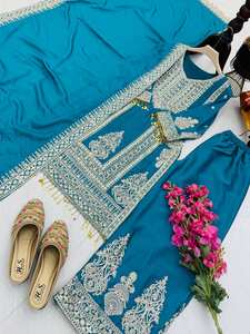 Trajes Salwar Kameez Palazzo de Seda Pakistaní para Mujer, Altamente Duraderos, Reversibles, Sin Arrugas, de Secado Rápido, de Proveedor Indio para Fiestas - Product Image 2