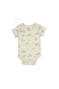 Juego de 2 peleles de manga corta de algodón orgánico con patrón de conejo verde crudo suave cómodo y duradero Mono para regalo para bebé recién nacido - Product Image 4