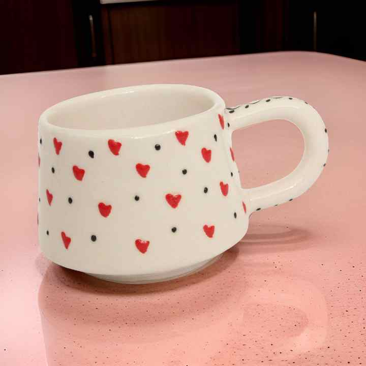 İlbay Seramik Classic Red Heart Mug Cup Mug Nescafe Cup
