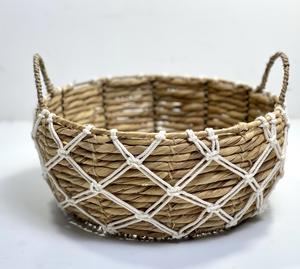 Cesta tejida hecha a mano de Vietnam, manijas ecológicas, jacinto de agua, organizador Vintage, cesta de almacenamiento multifunción de fibra Natural - Product Image 2