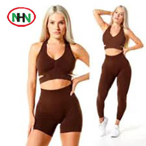 Ensembles de yoga pour femmes, vêtements de sport personnalisés avec logo, 2 pièces, taille mi-haute, imperméables, grandes tailles, imprimés, tenues de sport - Product Image 5