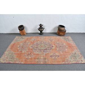 Alfombra turca Vintage naranja púrpura 4,5x7,4 pies clásica área grande rectángulo pasillo patrón lana látex respaldo para habitación de adolescente - Product Image 3