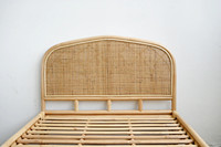 Lit d'enfant en rotin de style vintage pour chambre d'enfant-Cadre en rotin écologique fabriqué à la main pour un espace de couchage sûr et élégant